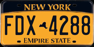 NY license plate FDX4288