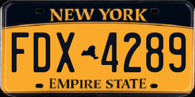 NY license plate FDX4289