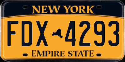 NY license plate FDX4293