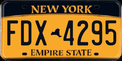 NY license plate FDX4295