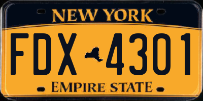 NY license plate FDX4301