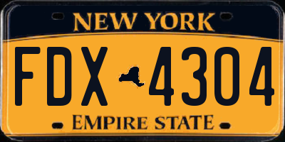 NY license plate FDX4304