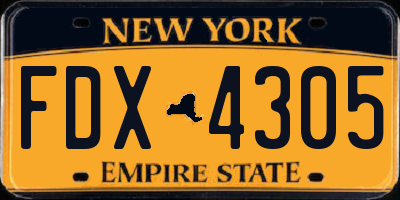 NY license plate FDX4305