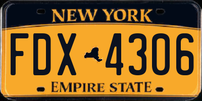 NY license plate FDX4306