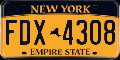 NY license plate FDX4308