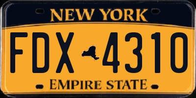 NY license plate FDX4310