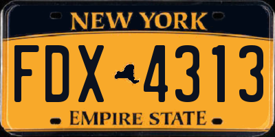 NY license plate FDX4313