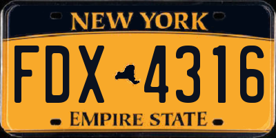 NY license plate FDX4316
