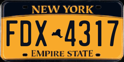 NY license plate FDX4317