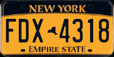 NY license plate FDX4318