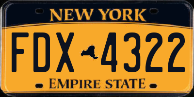 NY license plate FDX4322