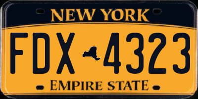 NY license plate FDX4323