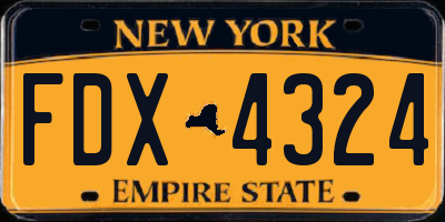 NY license plate FDX4324