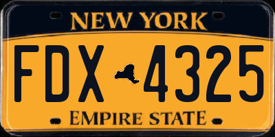 NY license plate FDX4325