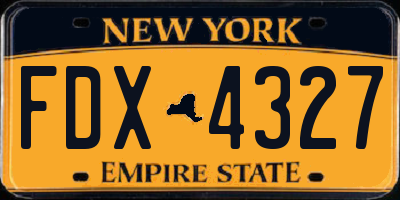 NY license plate FDX4327
