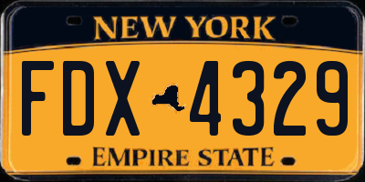 NY license plate FDX4329