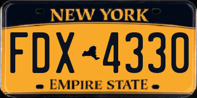 NY license plate FDX4330