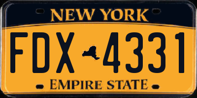 NY license plate FDX4331