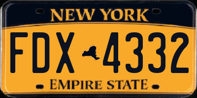 NY license plate FDX4332