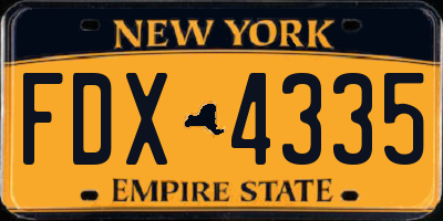 NY license plate FDX4335