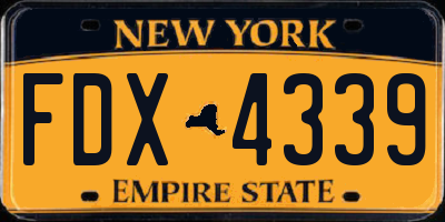 NY license plate FDX4339