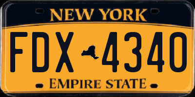 NY license plate FDX4340