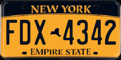 NY license plate FDX4342