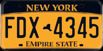 NY license plate FDX4345