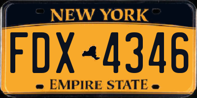NY license plate FDX4346