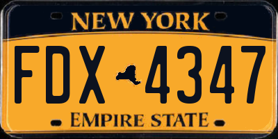 NY license plate FDX4347