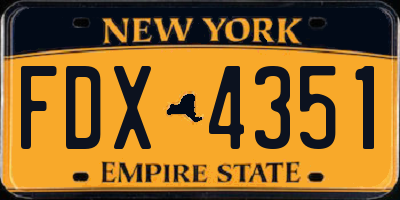 NY license plate FDX4351