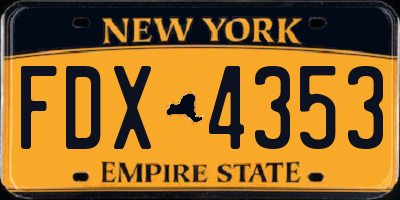 NY license plate FDX4353