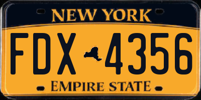 NY license plate FDX4356