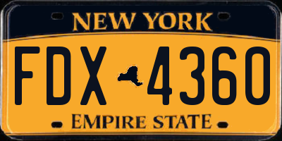 NY license plate FDX4360