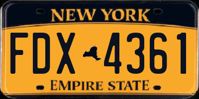 NY license plate FDX4361