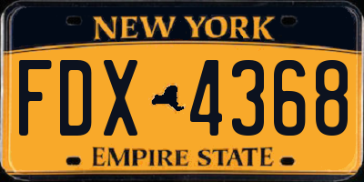 NY license plate FDX4368
