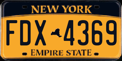 NY license plate FDX4369