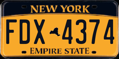 NY license plate FDX4374
