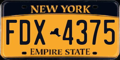 NY license plate FDX4375