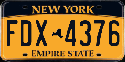 NY license plate FDX4376