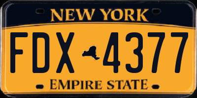 NY license plate FDX4377