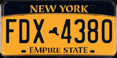 NY license plate FDX4380