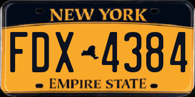 NY license plate FDX4384