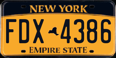 NY license plate FDX4386