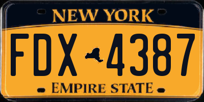 NY license plate FDX4387