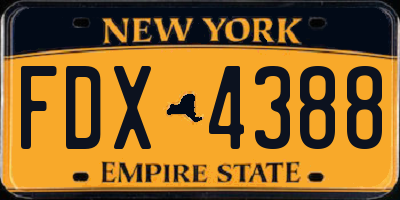 NY license plate FDX4388