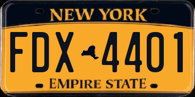 NY license plate FDX4401