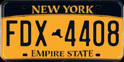 NY license plate FDX4408