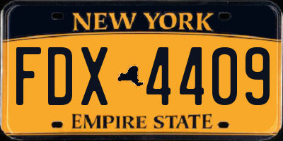 NY license plate FDX4409