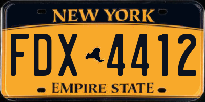 NY license plate FDX4412